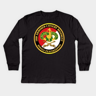 3rd Armored Cavalry Regiment DUI - Red White - Bosnia peacekeeping Kids Long Sleeve T-Shirt